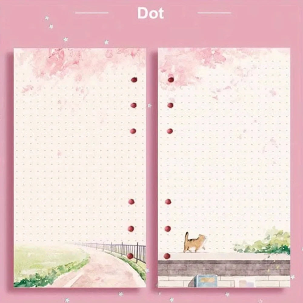 80 Sheets A6 Loose Leaf Paper Refill | Kawaii Cat Sakura Design for Planner Binder