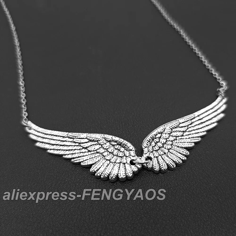 Vintage Angel Wings Feather Choker | Aesthetic Link Chain Statement Necklace