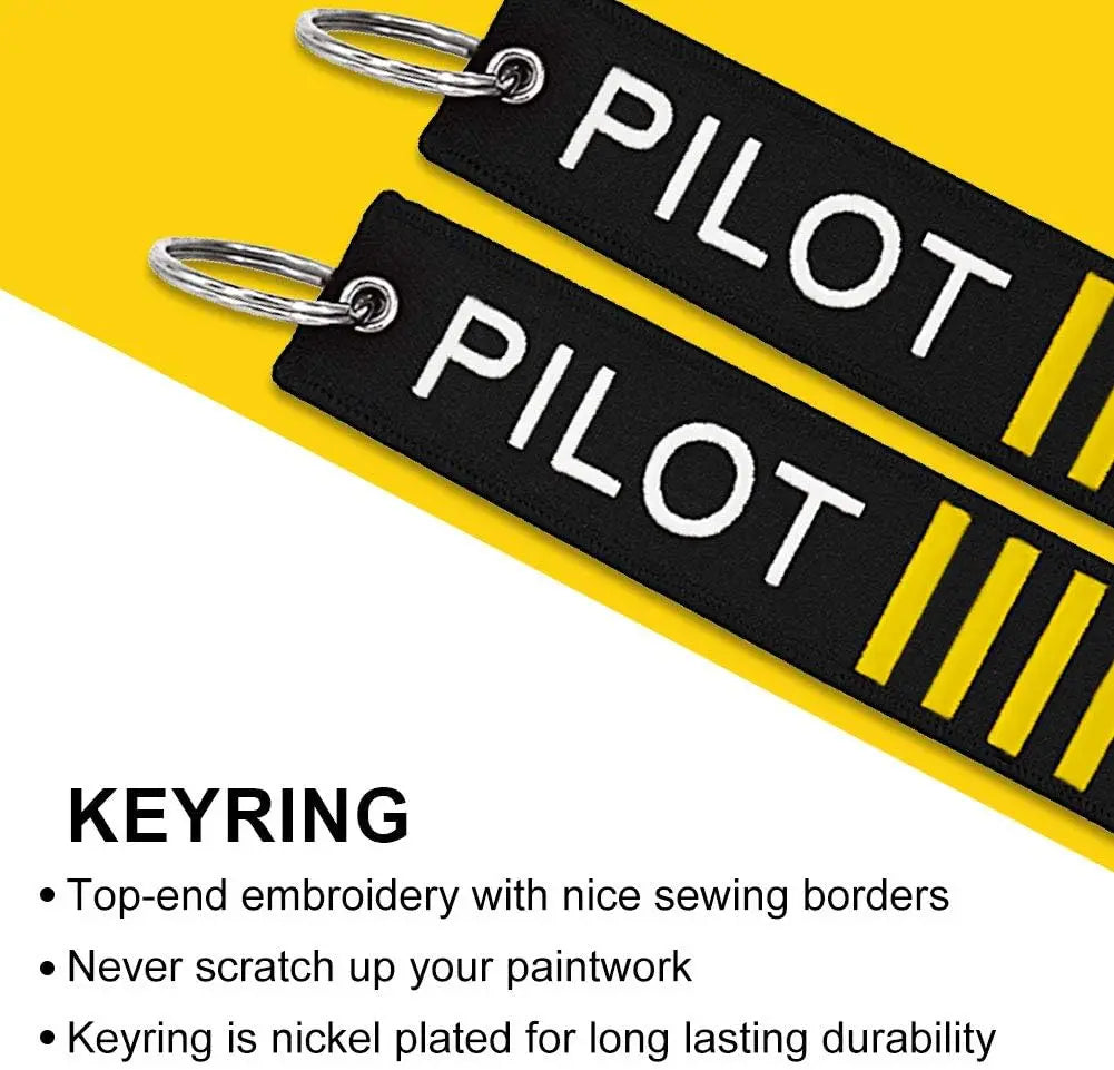 Pilot Lanyard 4 Stripes for Keys | Detachable Safety Buckle Traveler Keychain and Baggage Tag Set