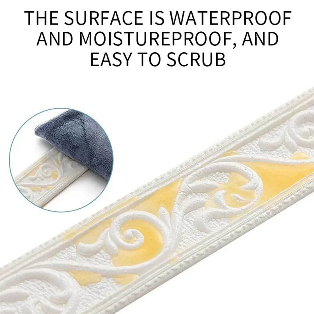 3D Tiles DIY Sticker Waterproof Skirting Sticker | Self-Adhesive Border Trim for Walls, Doors, and Home Decor
