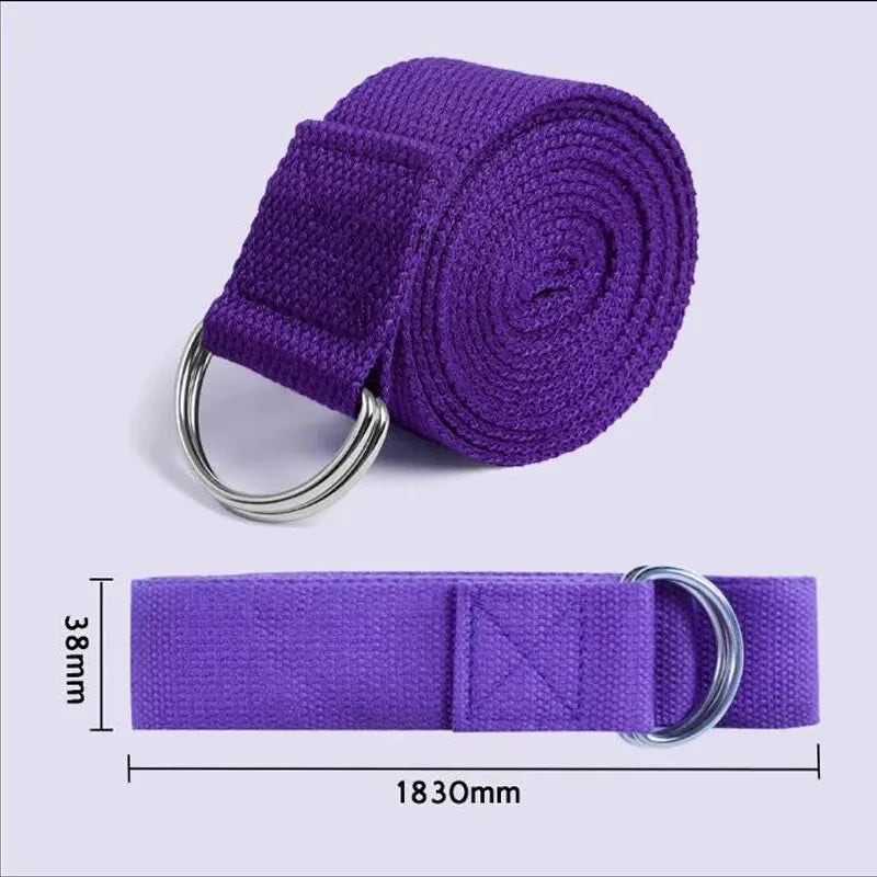 Cotton Yoga Strap | Adjustable D Ring Buckle Belt for Pilates and Dance