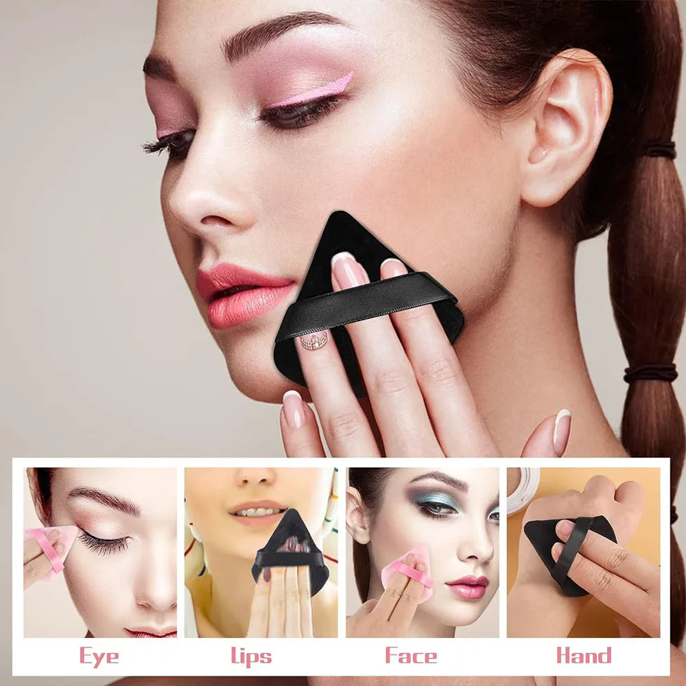 Reusable Triangle Velvet Powder Puffs | Soft Face Makeup Sponges