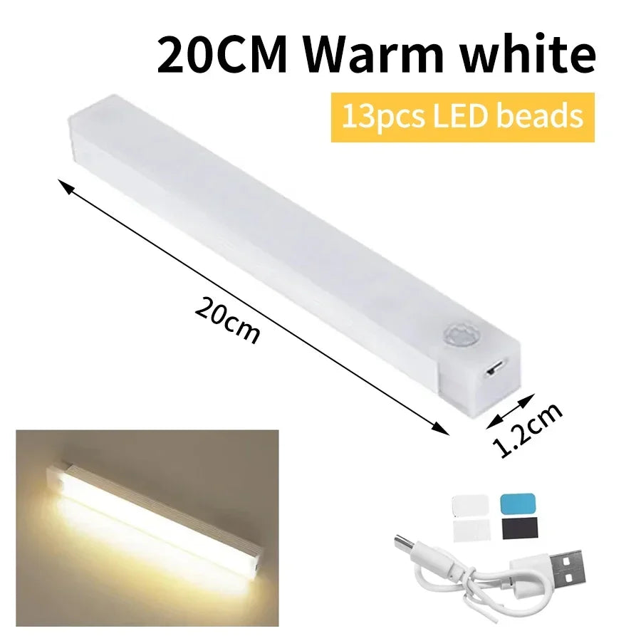 Wireless Rechargeable LED Motion Sensor Cabinet Light | Night Light for Closet Kitchen Wardrobe Stairs