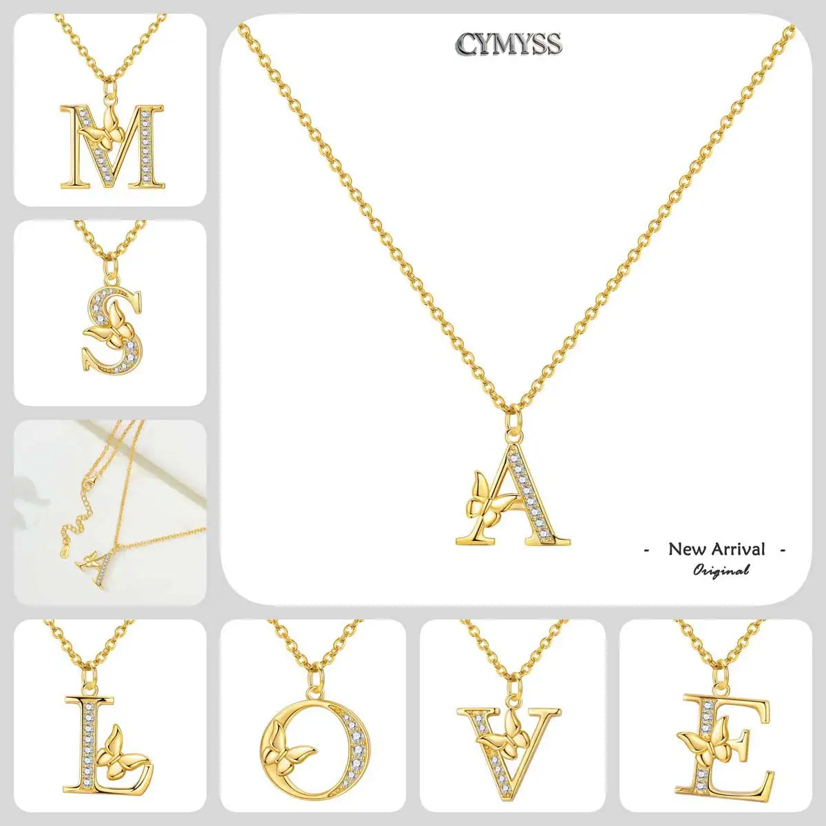 925 Sterling Silver Butterfly Initial Necklace | 26 Letter Y-Shaped Pendant for Women