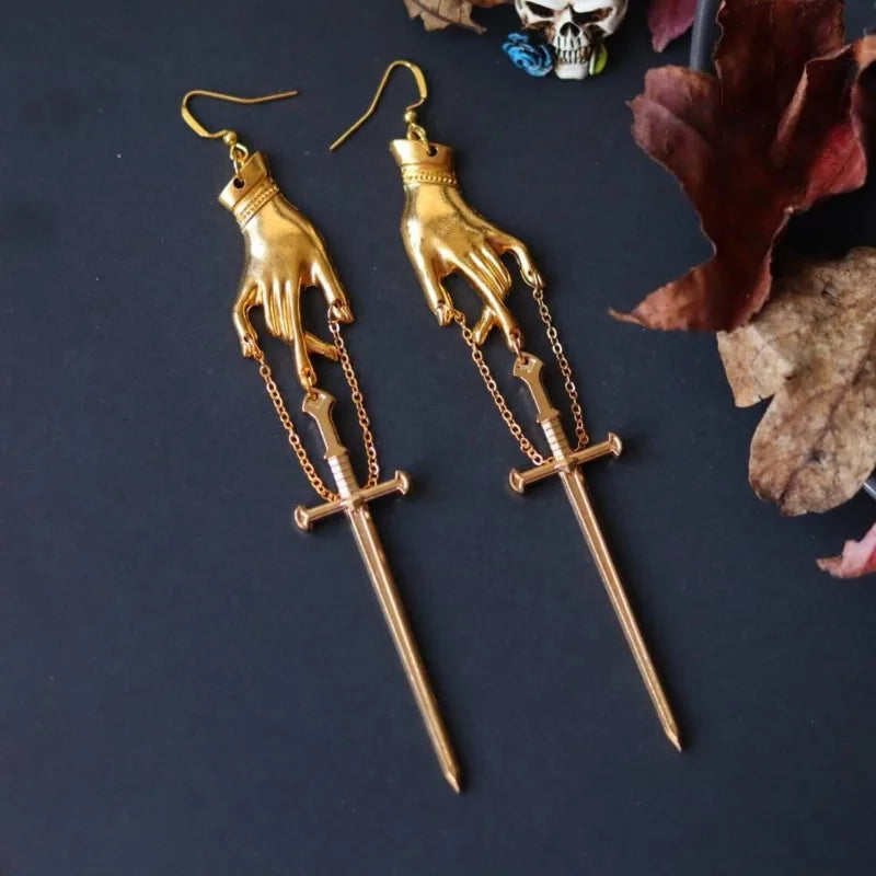 Sword Earrings for Women | Gothic Punk Drop Earrings