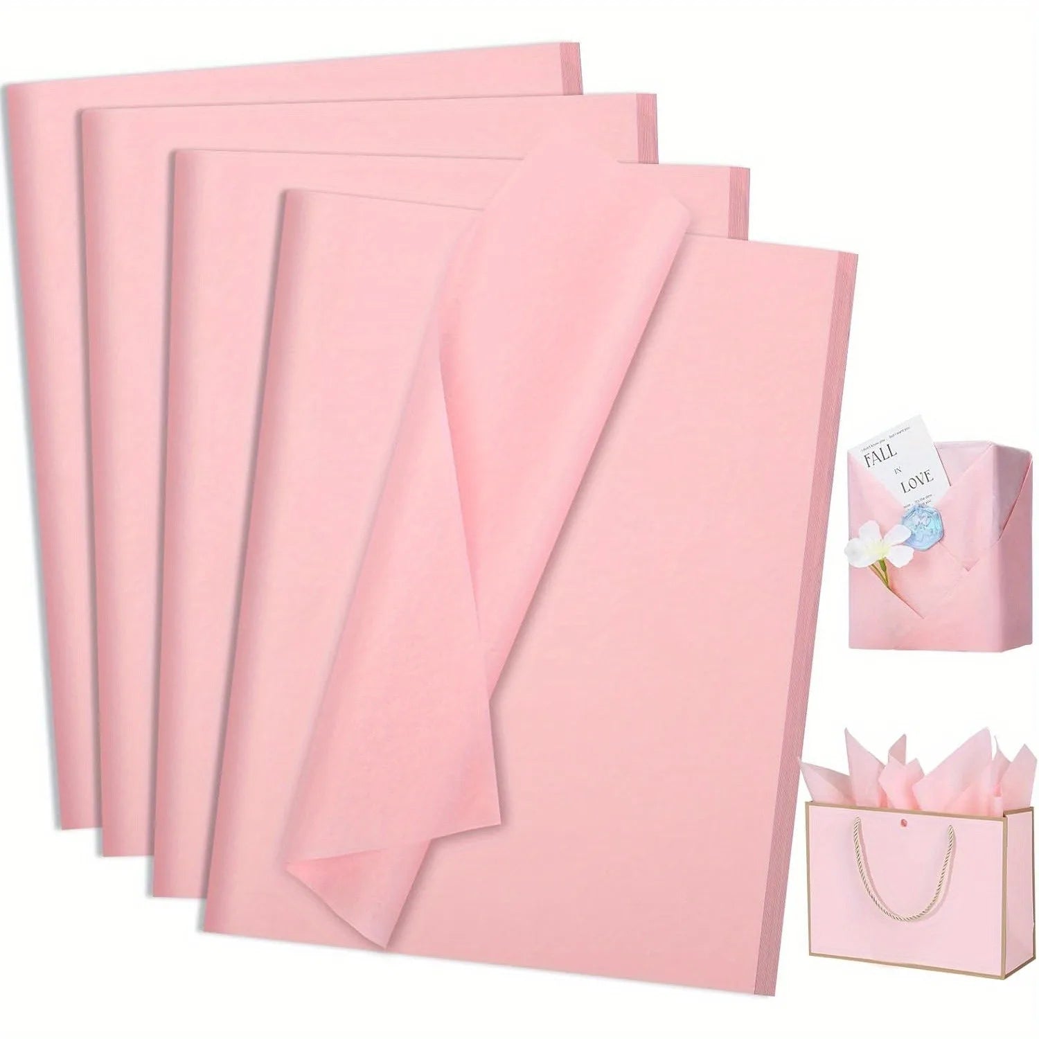 50 Pink Snowflake Gift Wrapping Paper | 50x35 cm Festive Wrapping Sheets