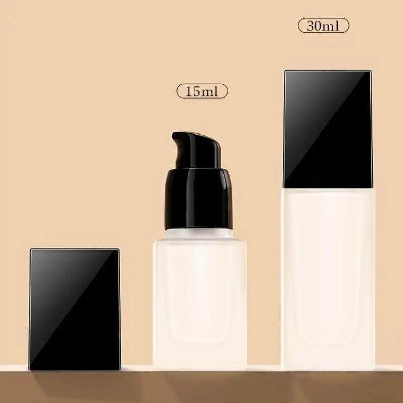 Empty Pump Bottle Glass Liquid Foundation Container | Refillable 15/30ml Travel Bottle