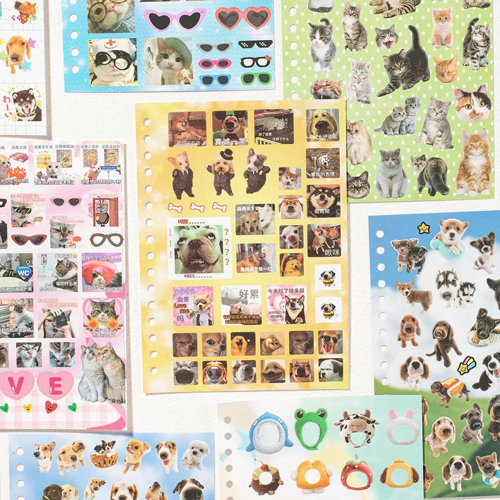 Cute Pets Sticker Book 30 Sheets | Scrapbooking DIY Collage Material