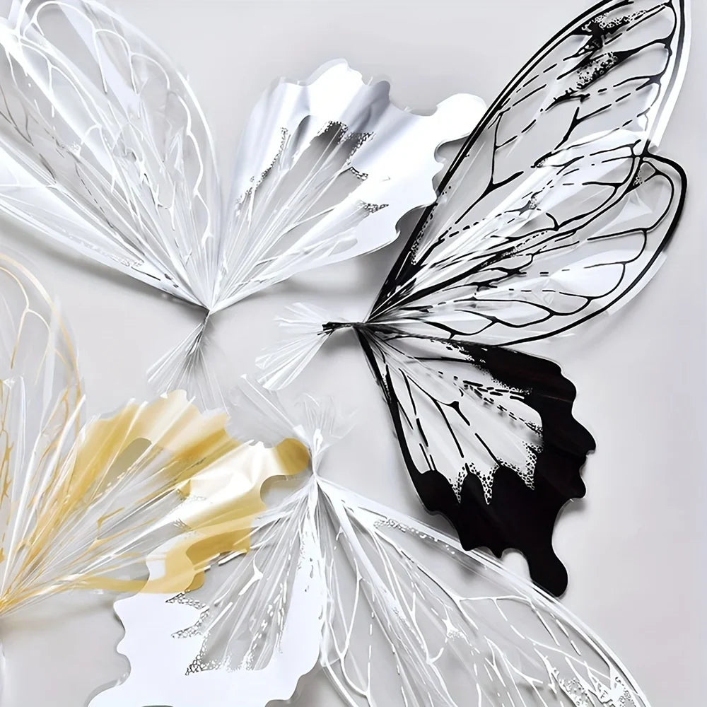 40pcs Transparent Crystal Butterfly Wrapping Paper | Floral Bouquet Packaging Material