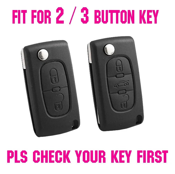 XUKEY Silicone Key Cover Case Fob Holder for Citroen Peugeot Cars | 2/3 Button Flip Key Protector