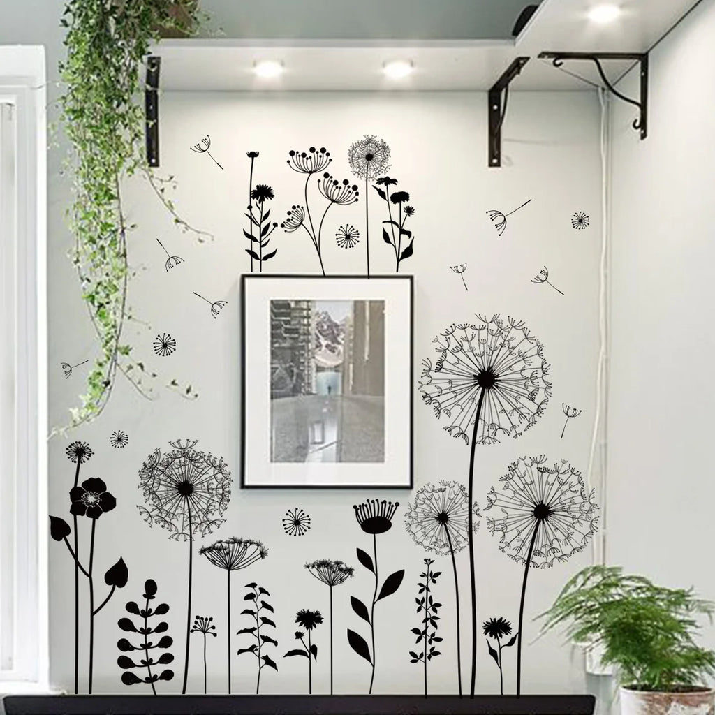 2pcs Dandelion Wall Sticker Set | Self-Adhesive Wall Decor for Bedroom Living Room