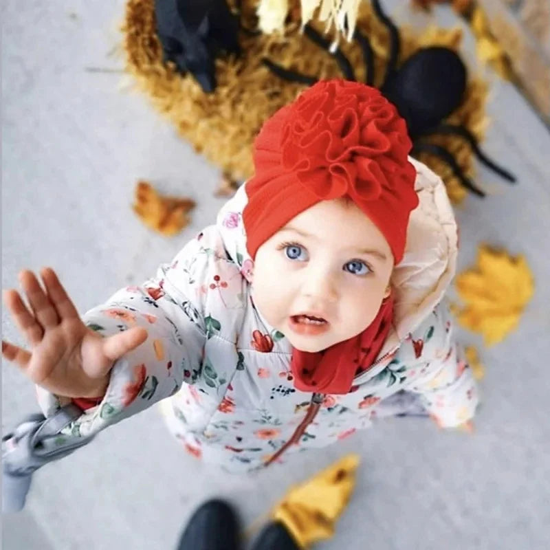 Baby Girl Turban Hat | Lovely Flower Soft Cap for Newborn Photography