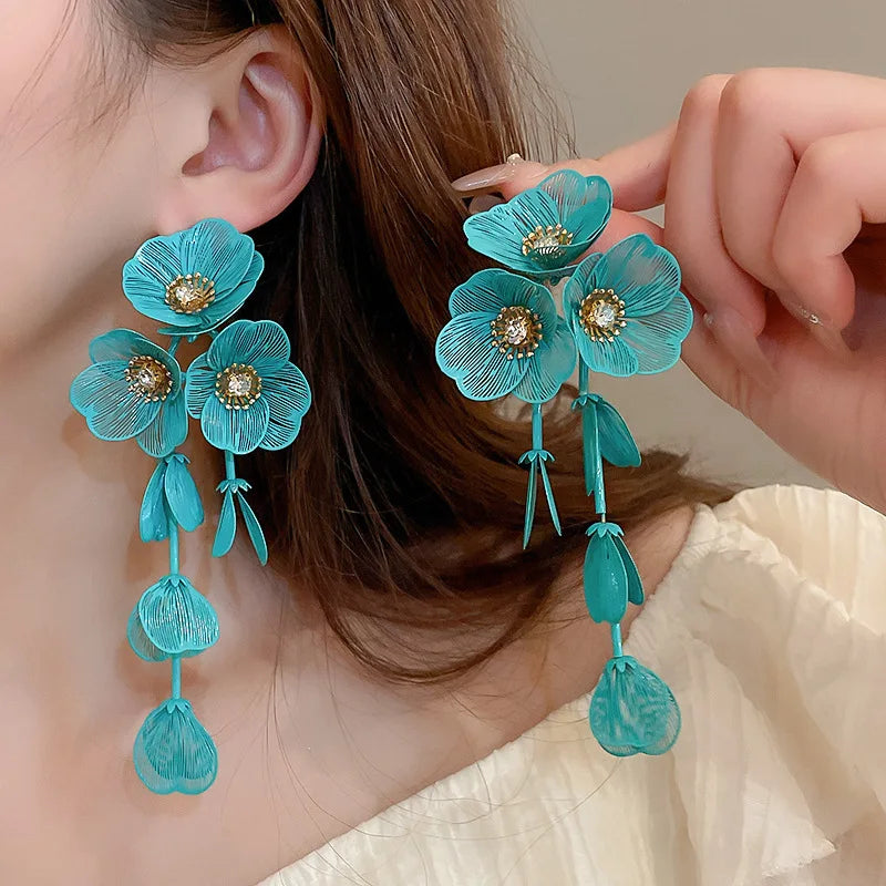 Flower Petal Tassel Earrings | Lightweight Acrylic Drop Earrings