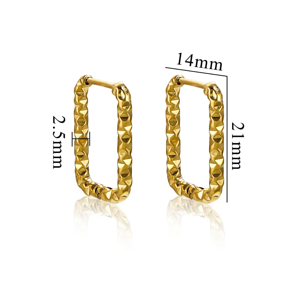 6pcs Stainless Steel Rectangular Textured Earrings | 18K Gold Plated DIY Jewelry Findings