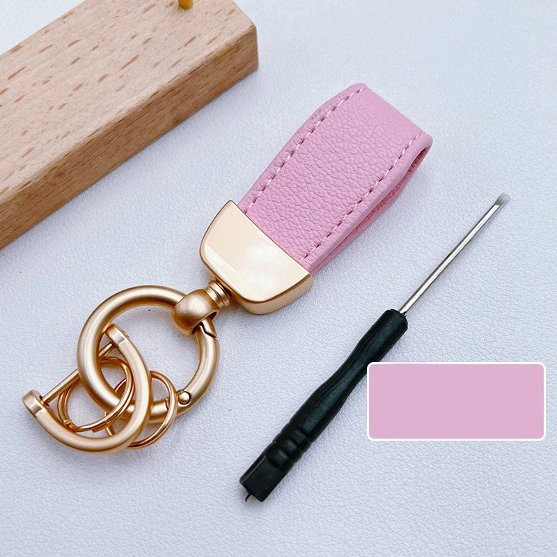 Luxury Suede Leather Flip Fur Keychain | Car Key Accessory