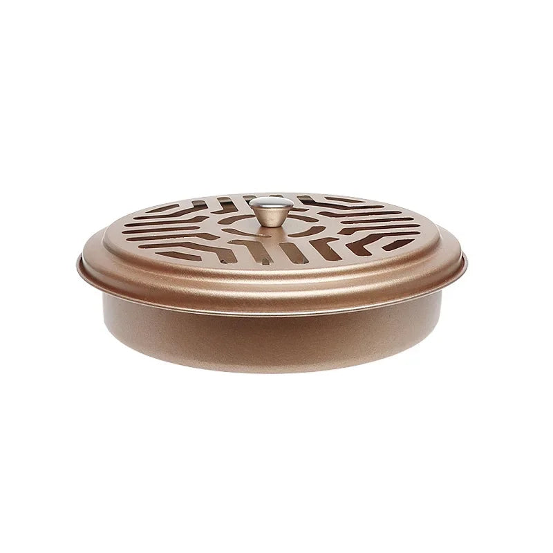 Fireproof Mosquito Coil Box with Serrated Lid | Outdoor Iron Coil Holder for Camping