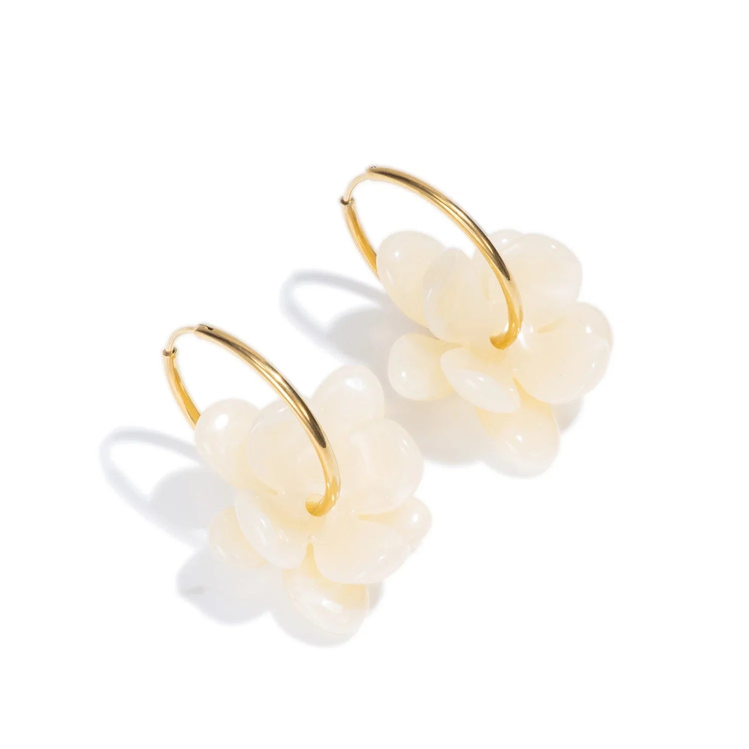 30mm Stainless Steel Drop Earrings | Resin Flower Design for Women