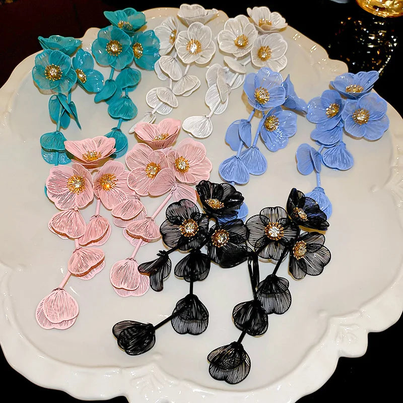 Flower Petal Tassel Earrings | Lightweight Acrylic Drop Earrings
