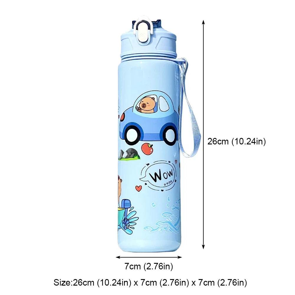 700ml Capybara Cute Water Cup with Straw & Handle | Large Capacity Sports Water Bottle