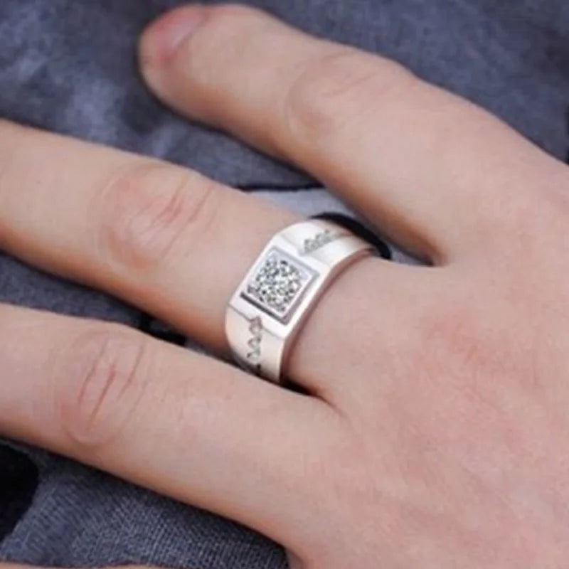 18K Gold Plated Sterling Silver Ring | AAA Cubic Zircon Men's Jewelry