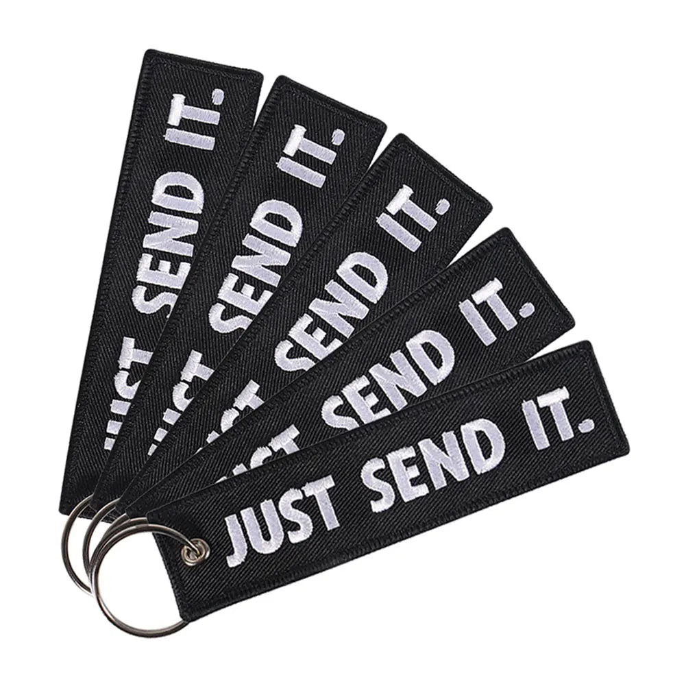 JUST SEND IT Keychains | 5-Pack Luggage Tag and Key Ring Set