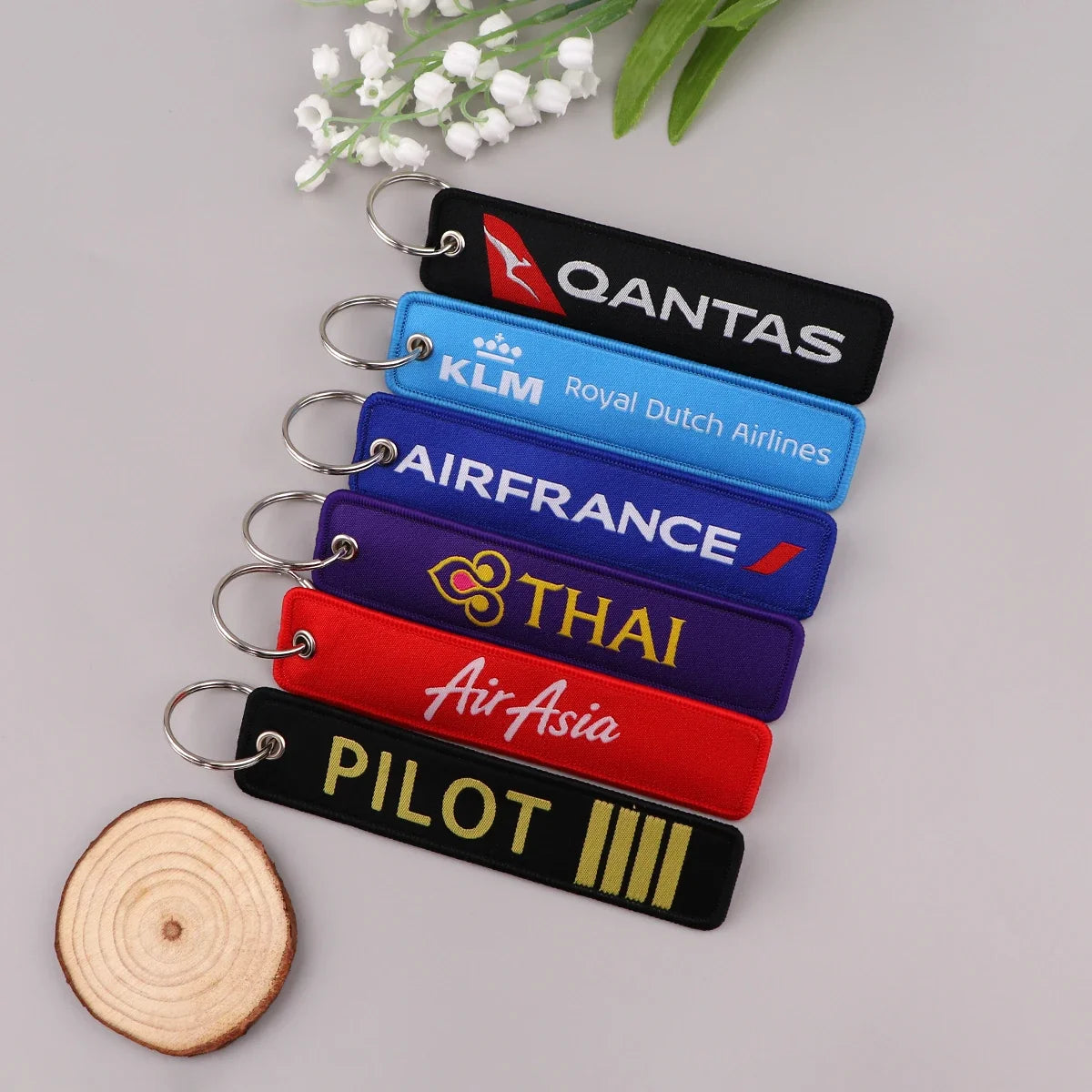 Aviation Sign Embroidery Key Fob | Motorcycle Keychain and Gift Accessory