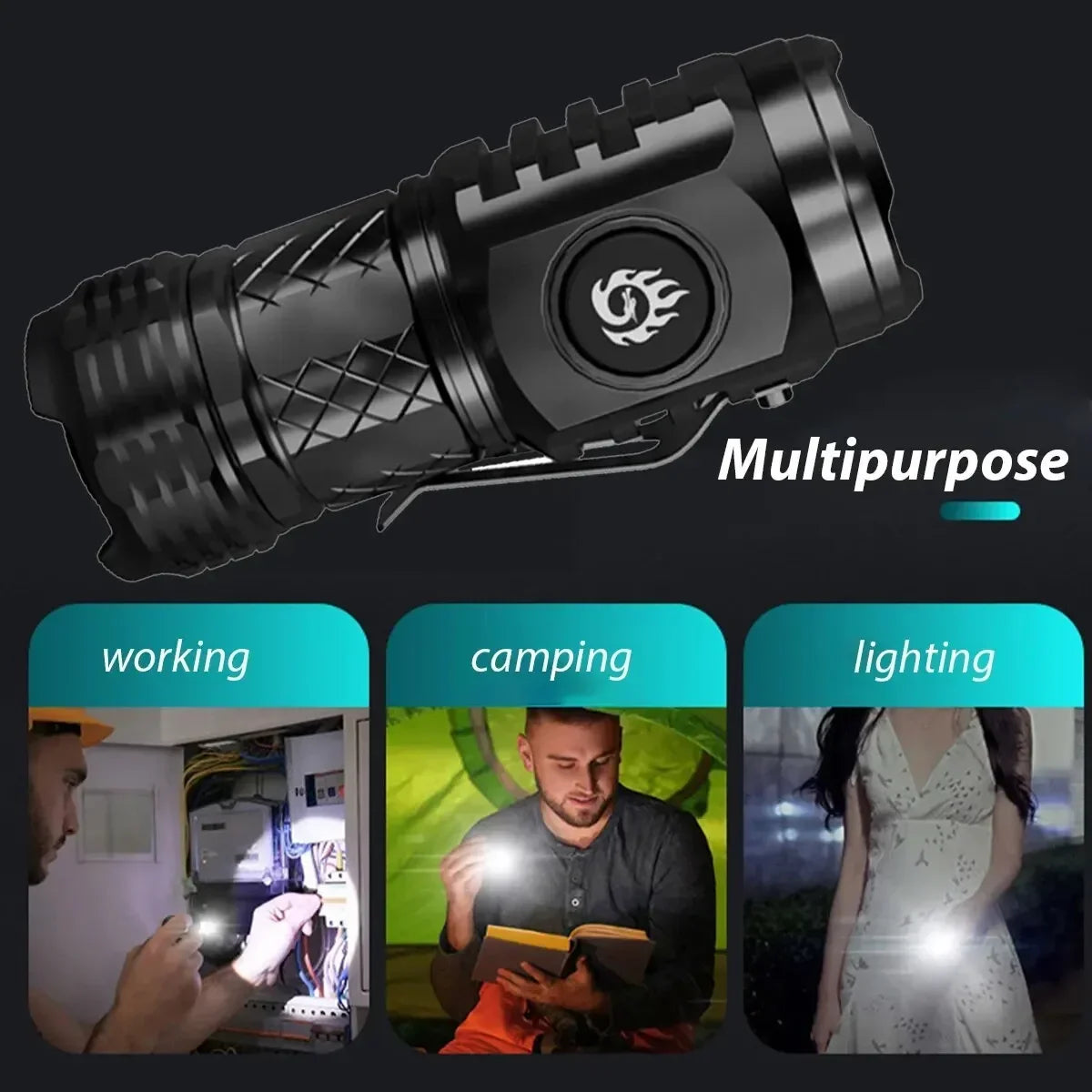 Portable High Brightness 3 LED Flashlight | Type-C Rechargeable Mini Outdoor Light