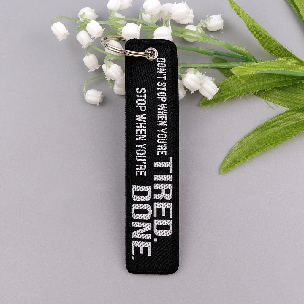 Rock and Roll Key Fob | Black Embroidery Key Tag for Bags and Gifts