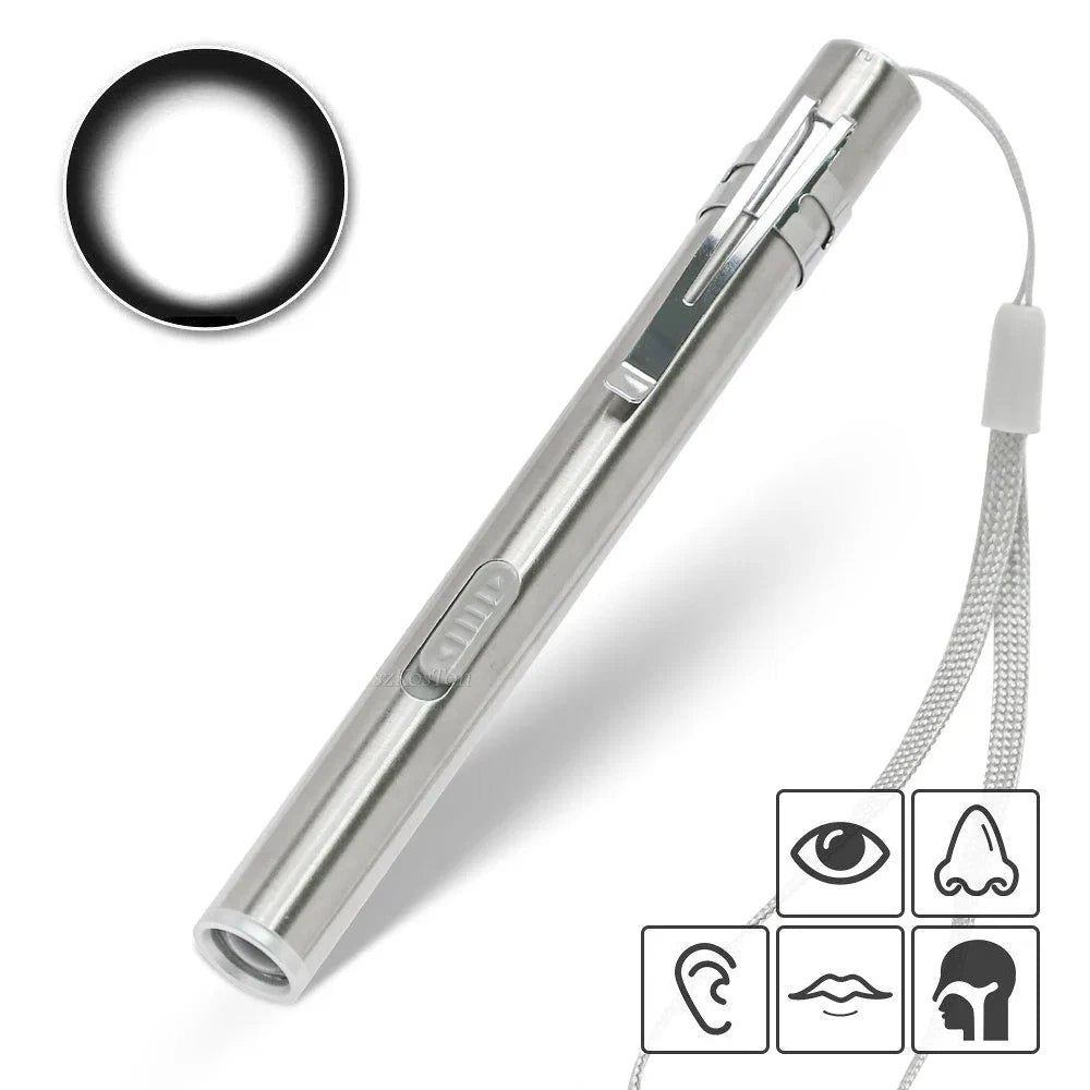 Mini Portable LED Pen Light | USB Rechargeable Medical Flashlight with Stainless Steel Clip