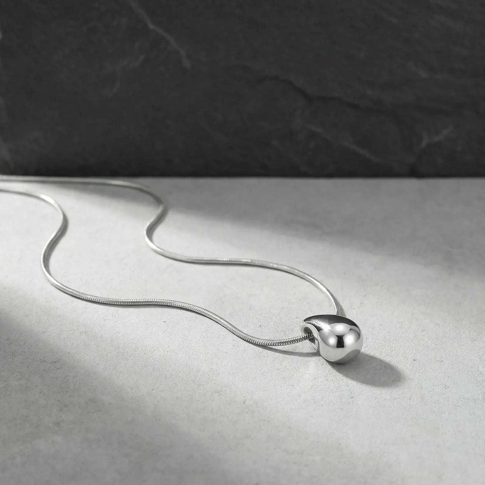 Fashion Waterdrop Pendant Necklace | Stainless Steel Snake Chain Jewelry Gift