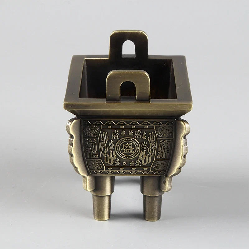 Mini Bronze Incense Burner | Chinese Retro Dragon Carving Decoration