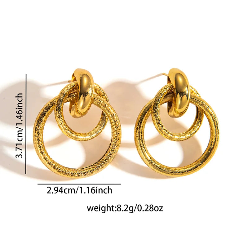 316L Stainless Steel Circular Splicing Earrings | Fashion Punk Hip Hop Jewelry Gift