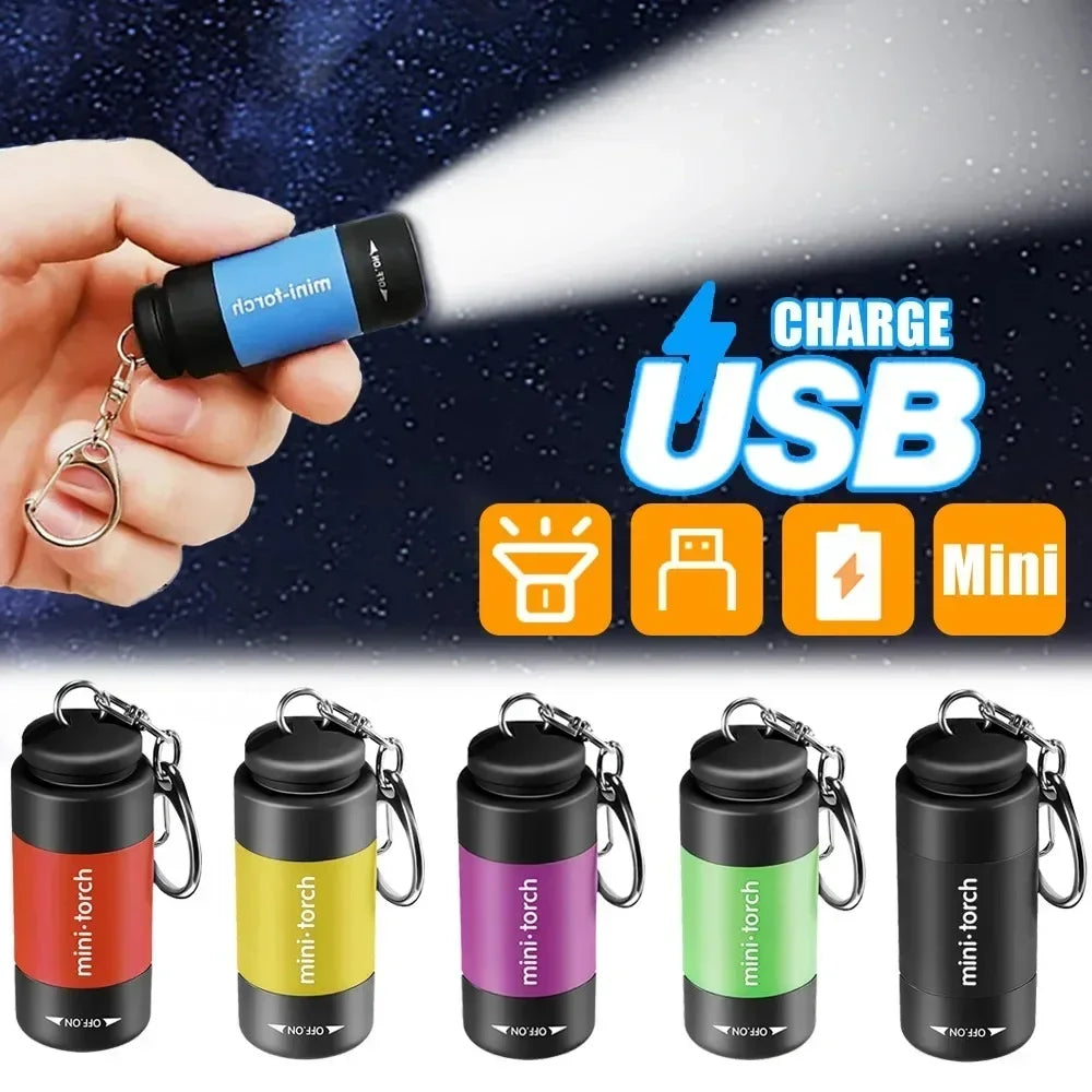 Portable Mini Flashlight Keychain Light | USB Rechargeable LED Keychain Torch