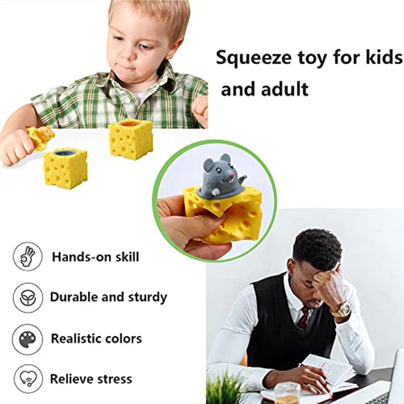 Squeeze Cheese Cup Fidget Toy Set | Mouse Rabbit Frog Stress Relief
