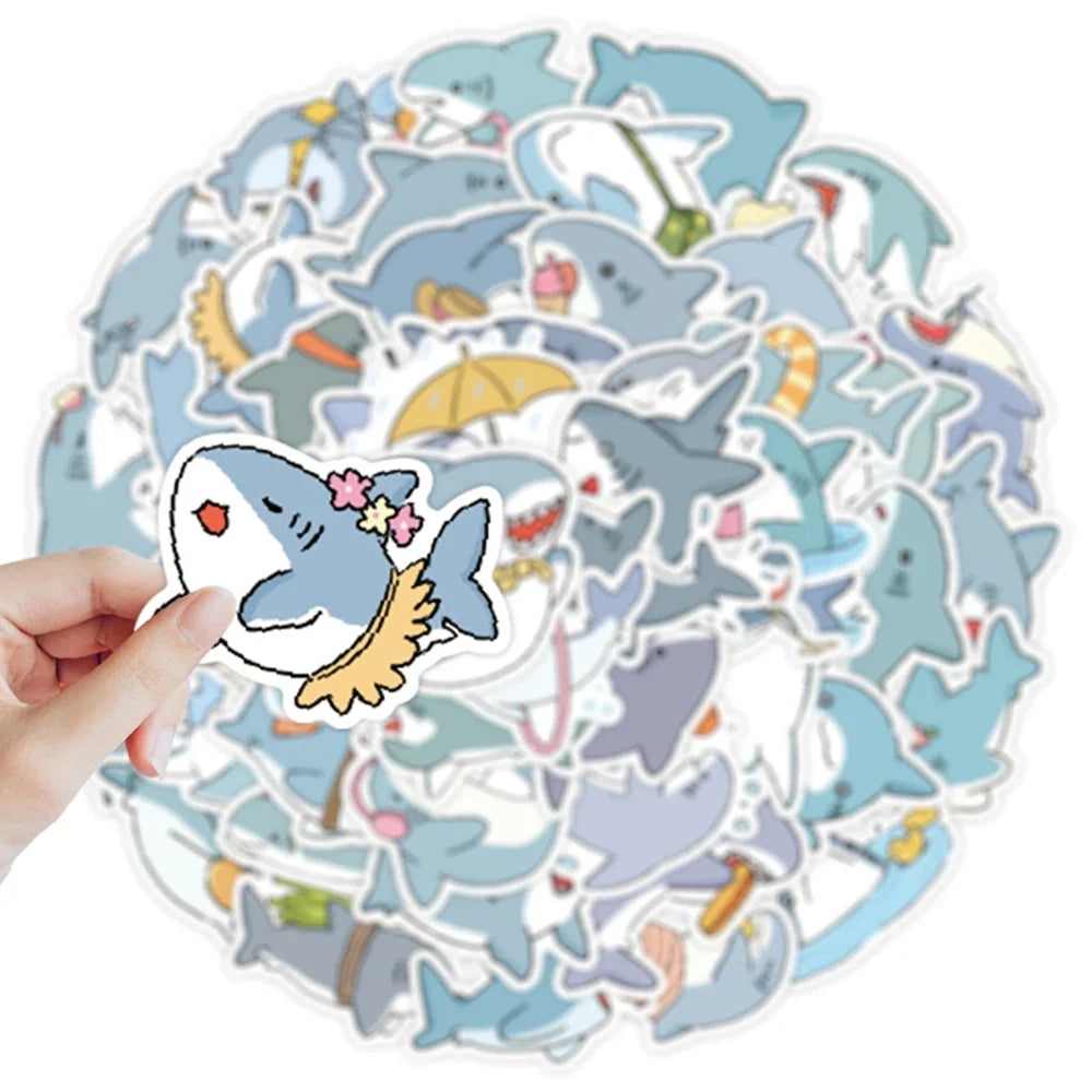 50 Funny Shark Meme Stickers Pack | Waterproof PVC Decals for Laptop, Luggage, Skateboard