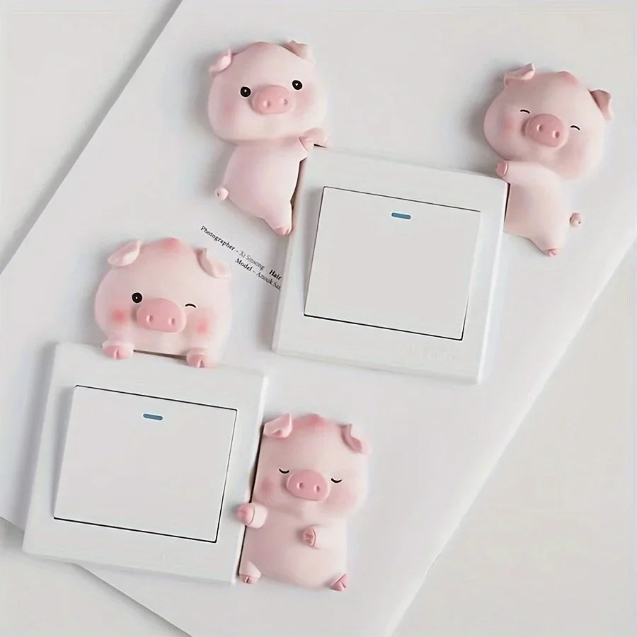 3D Cartoon Pig Light Switch Cover | Sweet Pink Animal Wall Decor