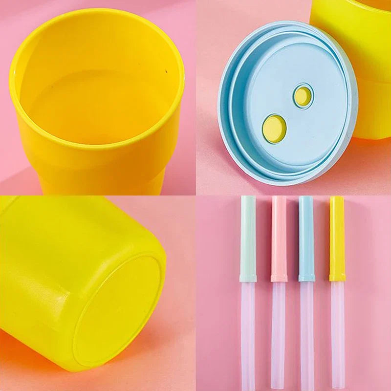 400ml Silicone Coffee Mug with Lid and Straw | Leak-Proof Portable Travel Cup