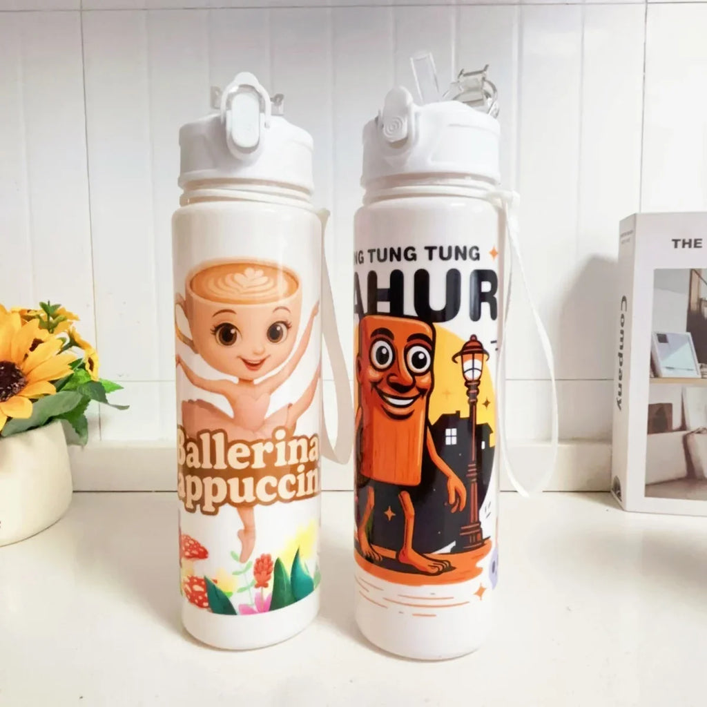 750ML Italian Brainrot Water Bottle | Outdoor Drinking Cartoon Sports Cup