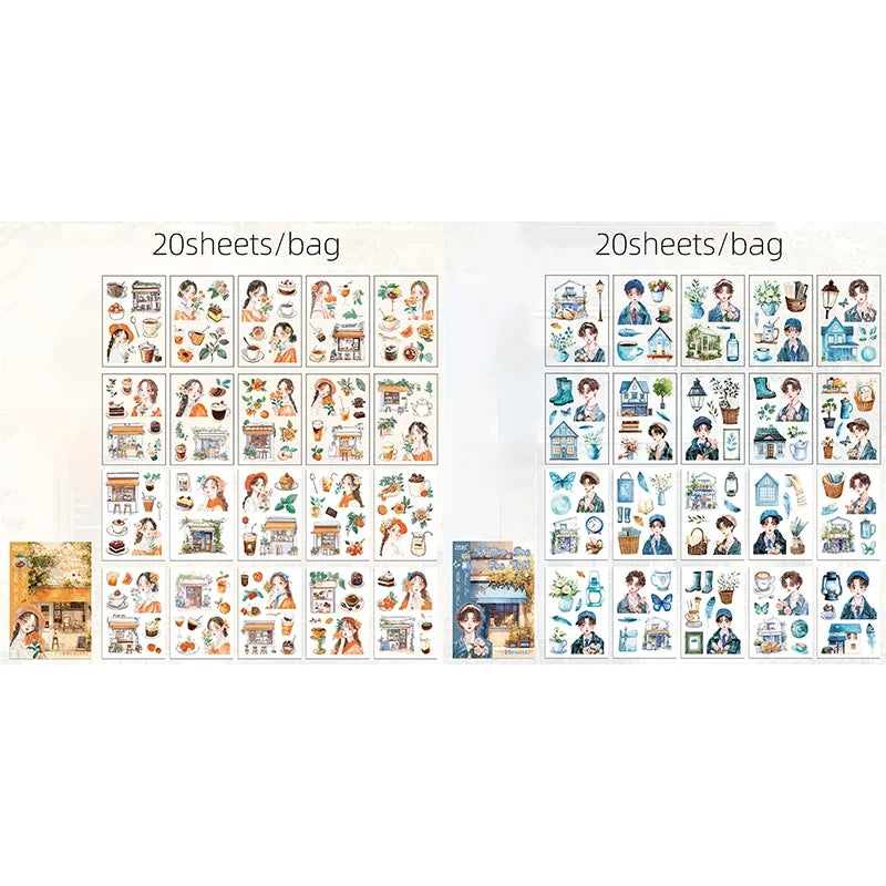 20pcs Floral Letter Sticker Set | Cute Landscape Theme for Scrapbooking and DIY Crafts