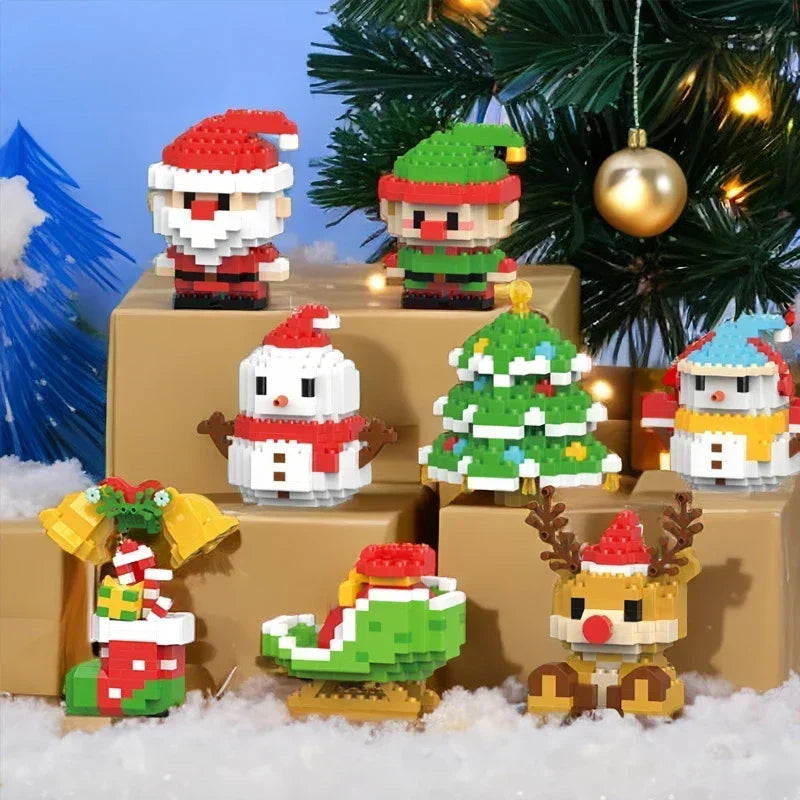Christmas Micro Building Block Set | Santa and Reindeer Puzzle Toy