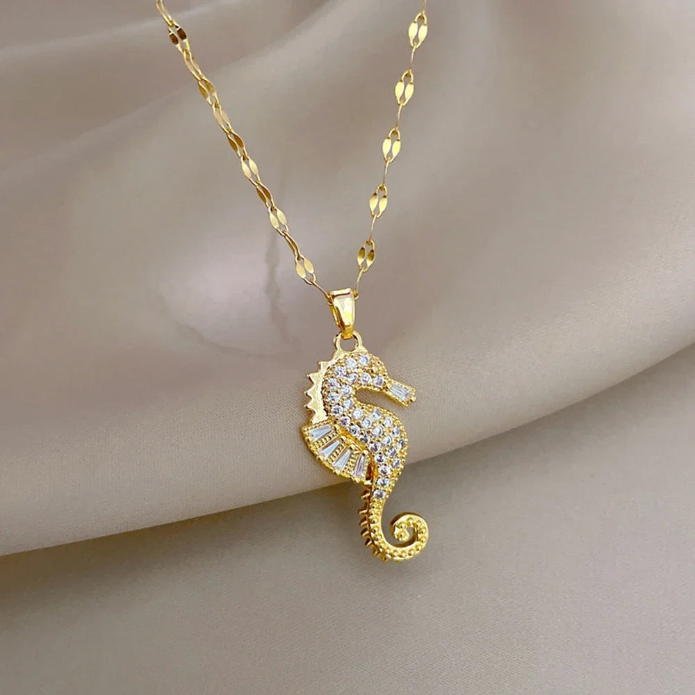 Seahorse Pendant Necklace | Light Luxury Niche Jewelry for Women