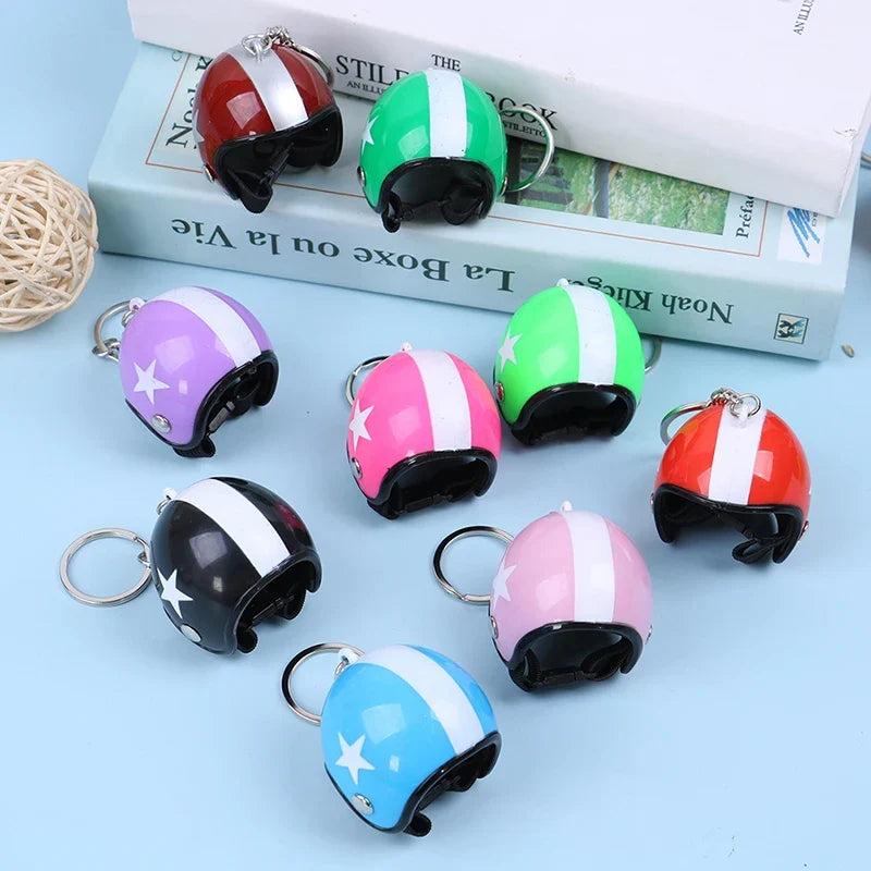 Mini Motorcycle Helmet Keychain | Cute Metal Key Ring for Women and Men