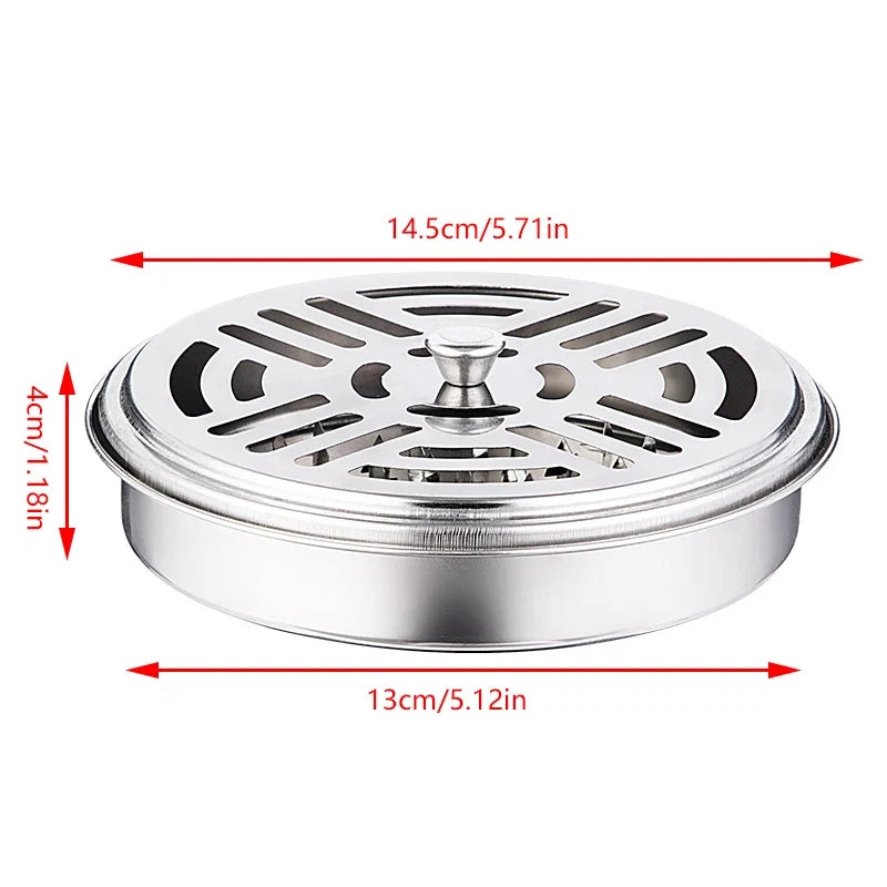 Mosquito Coil Holder with Cover | Portable Stainless Steel Stand