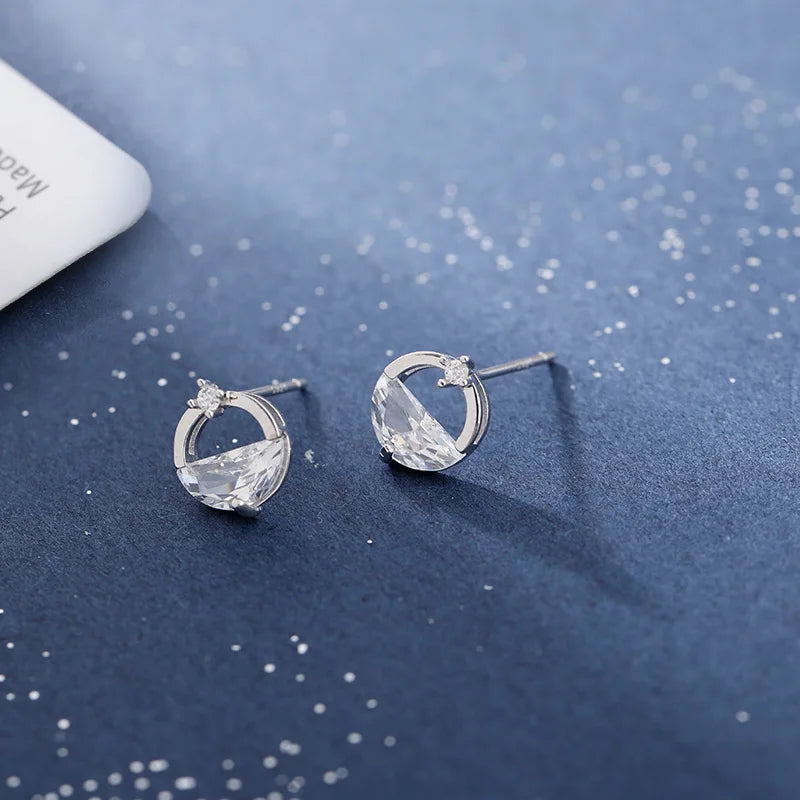 Half Round Natural Sky London Blue Topaz 925 Sterling Silver Spring Water Stud Earrings | Women's Fine Gemstone Jewelry