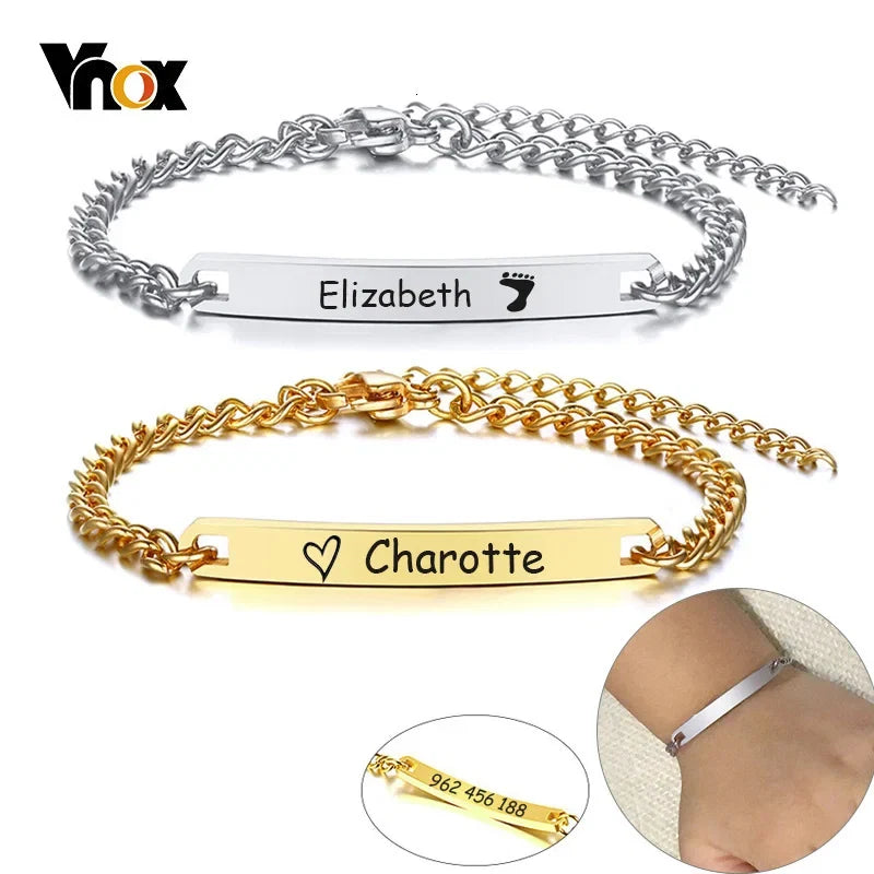 Kids Adjustable ID Bracelet | Custom Name Anti-Lost Stainless Steel Jewelry for Children
