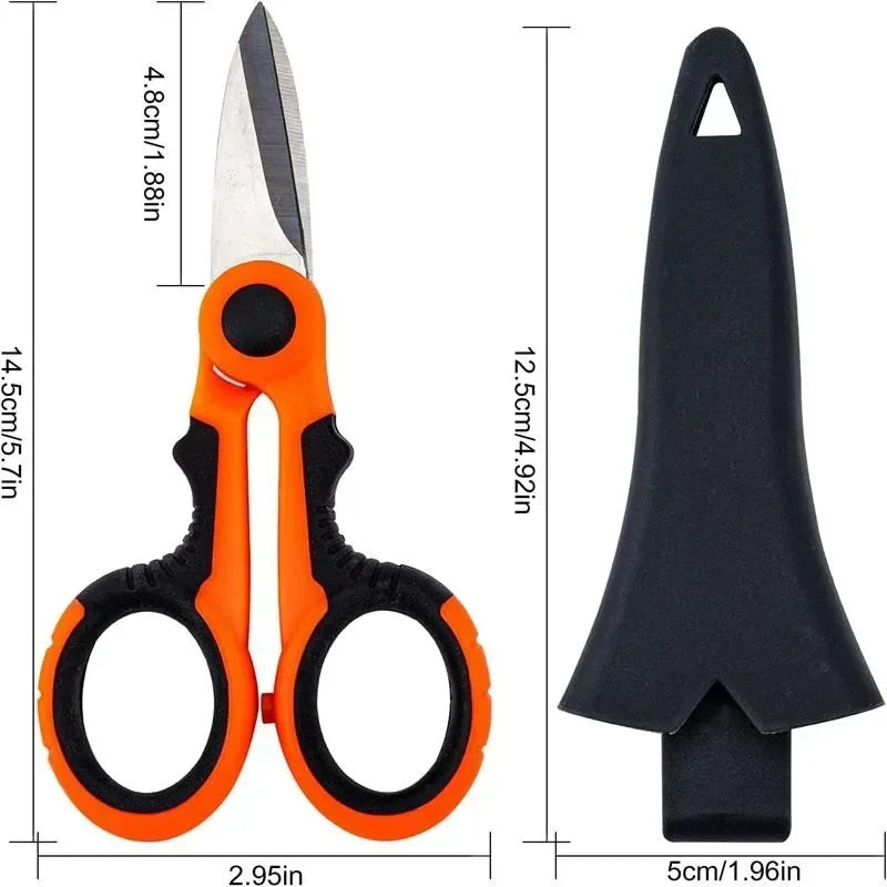 Professional Electrician Scissors | Heavy Duty Wire Stripping Shears with Non-Slip Handle