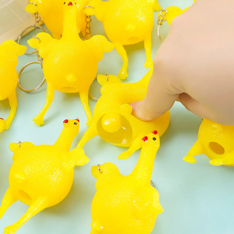 Funny Mini Chicken Keychain | Squeezable Egg-Laying Duck Toy