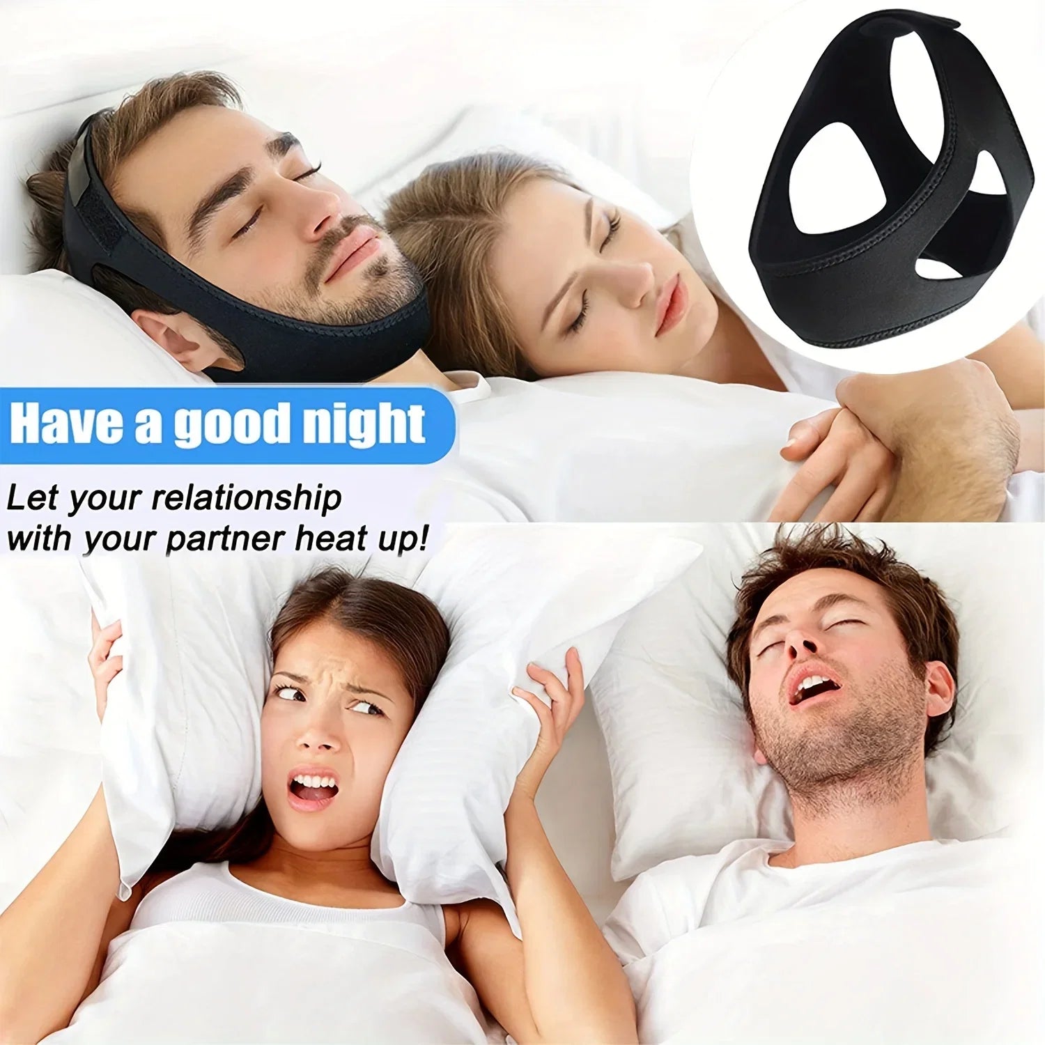Neoprene Anti Snoring Chin Strap | Stop Snoring Jaw Belt Sleep Aid