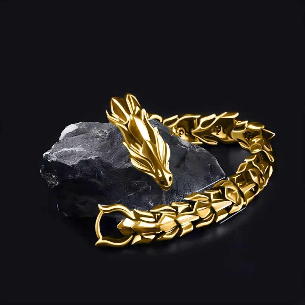 Men's Viking Dragon Bangle Bracelet | Vintage Punk Hiphop Chain Jewelry