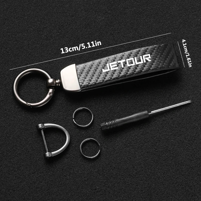 Jetour Keychain Carbon Fiber Style | Microfiber Leather Key Ring